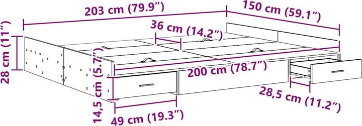 Actual product image vidaXL Moderner Bettrahmen (150 x 200 cm)