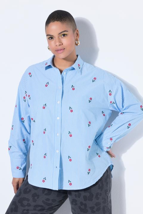 Produktbild Studio Untold Streifenhemd, Oversize Shape, Blüten-Stickmuster (50, 52)