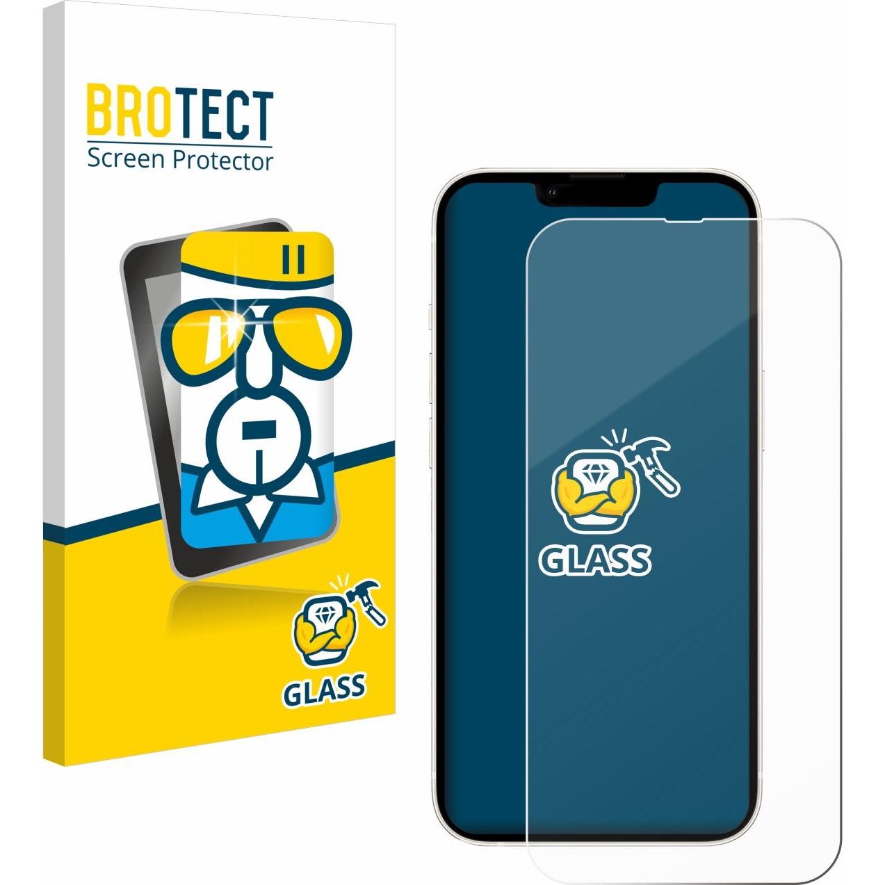 BROTECT Panzerglas Hartglas Displayschutz (1 Stück, Apple iPhone 13), Smartphone Schutzfolie, Transparent