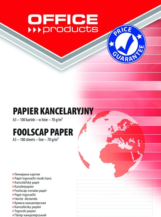 Actual product image Office Products Paper, lined, A3, 100 sheets. (A3, Lined)