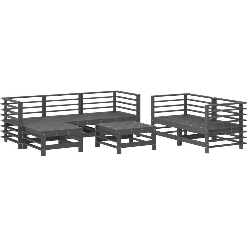 VidaXL, Gartenlounge, 7-tlg. Garten-Lounge-Set Grau Massivholz Kiefer,Farbe
