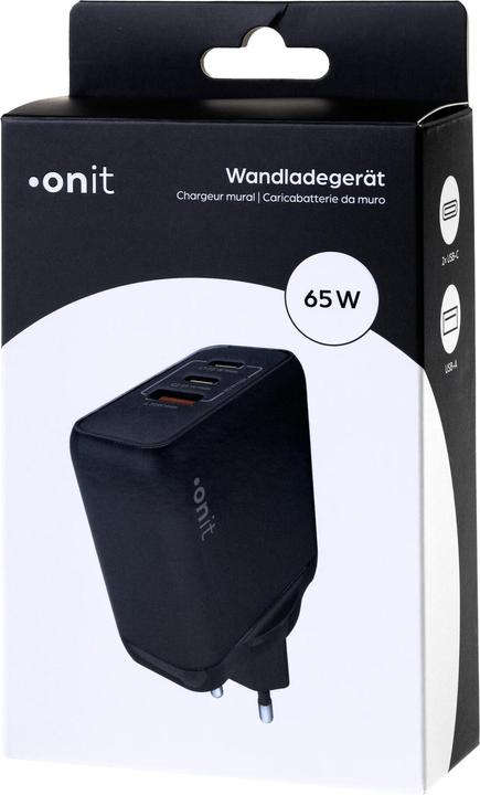 Produktbild Onit USB-Wandladegerät Triple 2C1A 65 W GaN Schwarz (65 W)