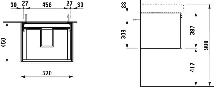 Actual product image Laufen Pro S vanity unit, 1 drawer, for washbasin H810963, 570x450x390mm, H483371096 (57 x 45 x 39 cm)