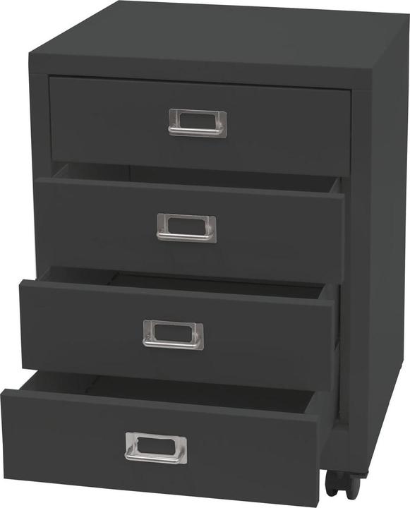 Produktbild Mendler Rollcontainer HWC-L49, Metall 55x40x41cm 4 Schubladen, dunkelgrau