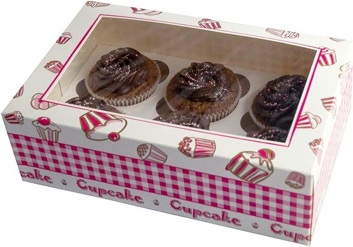 Scatola Per 6 Cupcake FunCakes – In Cartone Con Motivo Floreale – 24 X 16 X 8 Cm – Perfetta Per Regali E Trasporto - 6