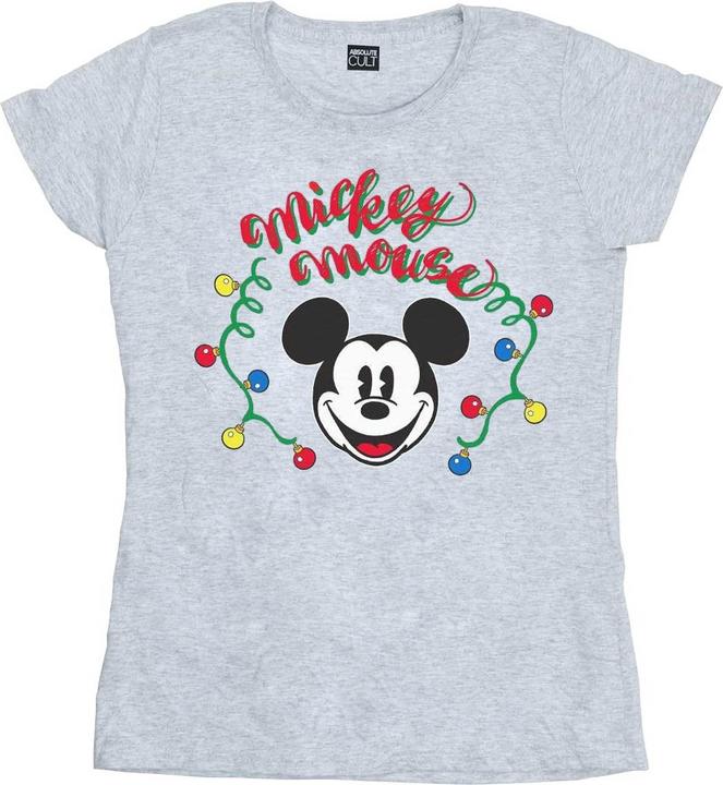 Actual product image Disney Womens/Ladies Mickey Mouse Christmas Light Bulbs Cotton T-Shirt (M)
