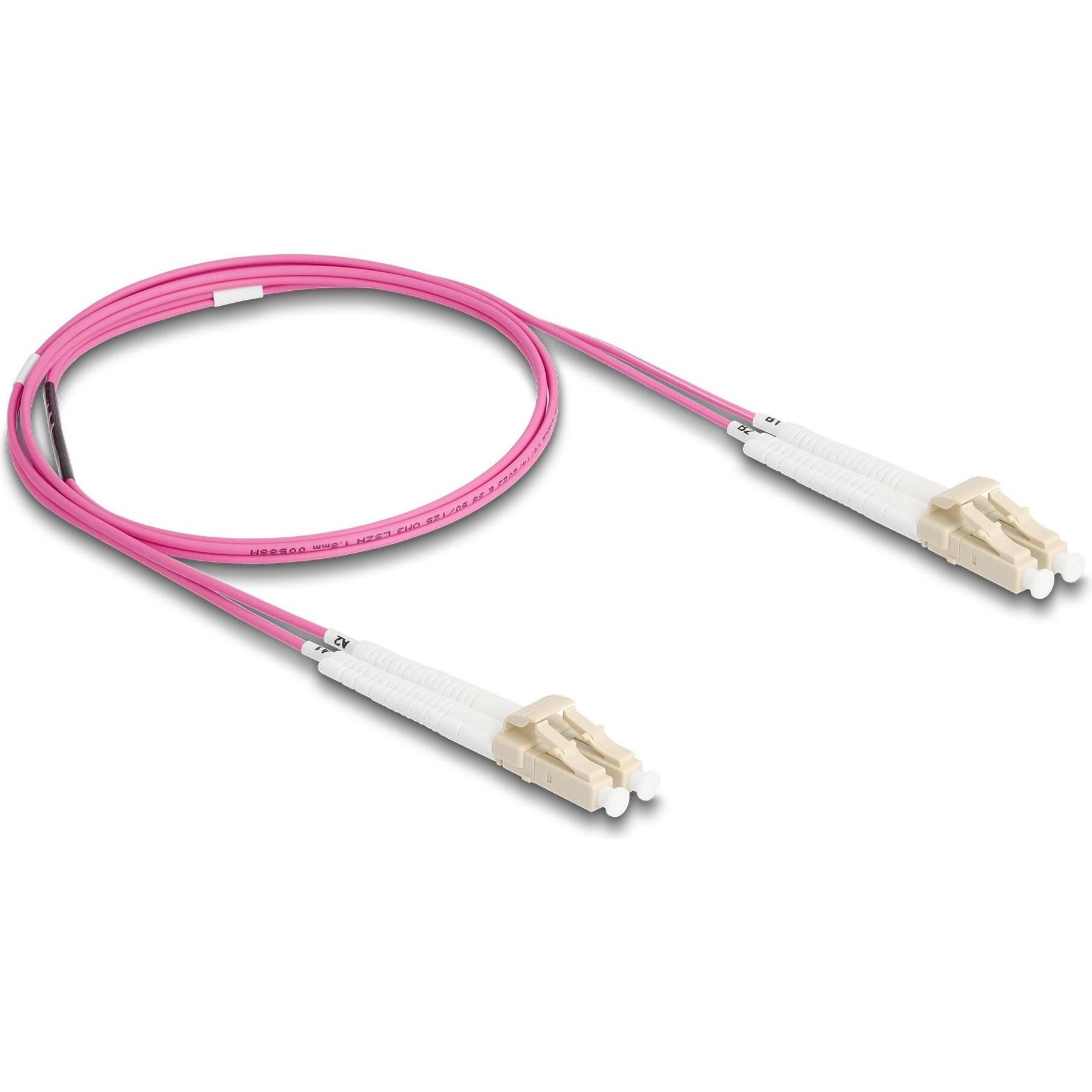 Delock Cavo in fibra ottica LC-D > LC-D multimodale OM3 angolato 1,0 m (1 m), Cavo di rete