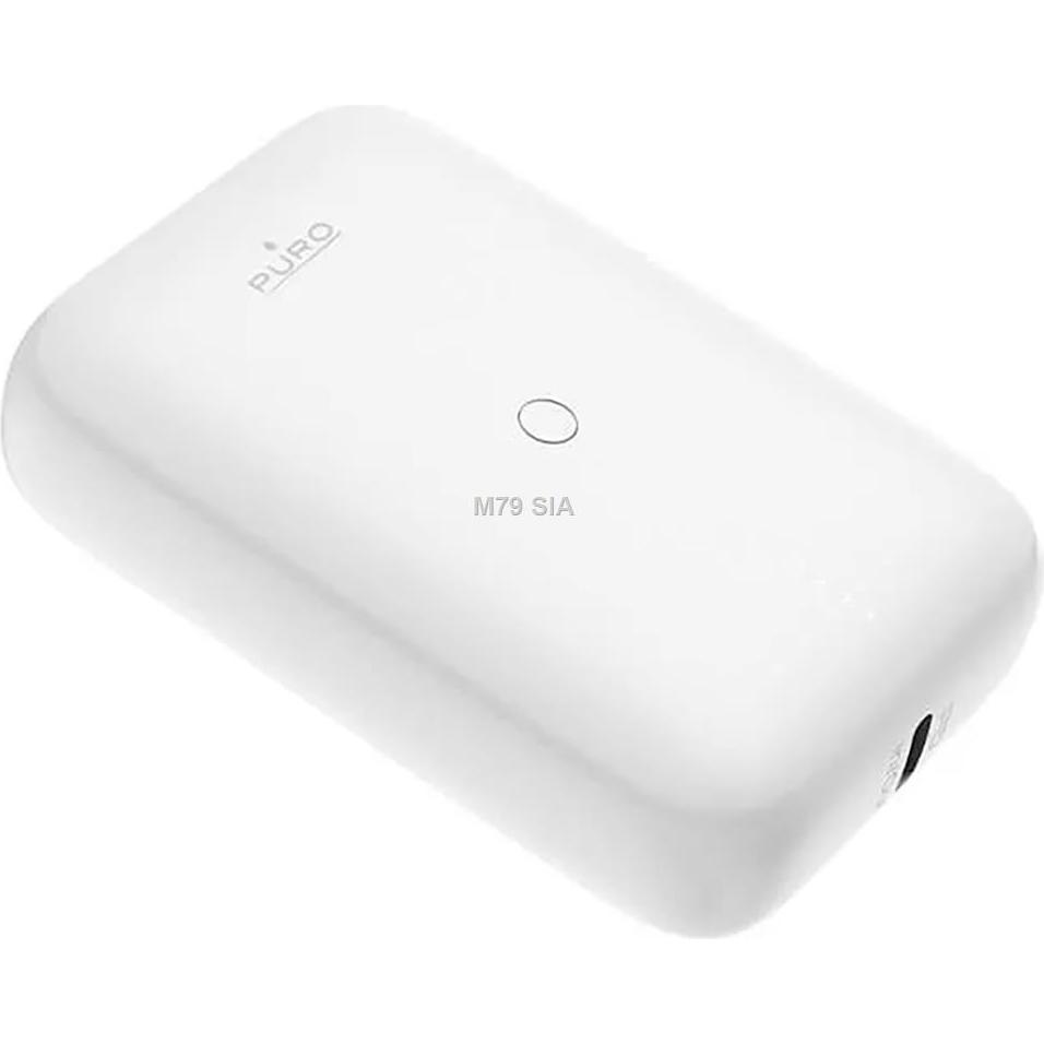 Puro Banca di potenza compatta Mini USB-C e USB-A biały (10000 mAh, 22.50 W, 37 Wh), Powerbank, Bianco