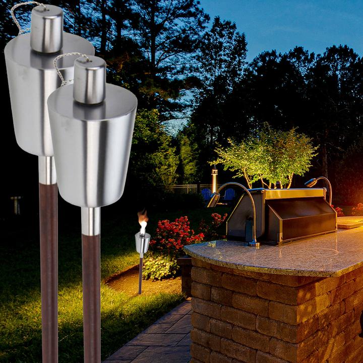 Produktbild ProGarden 2er-Set Ã–l-Gartenfackel mit Stab aus Buchenholz