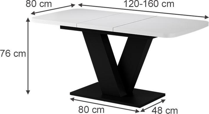 Actual product image Vicco Dining table Fenaro, White/black/Black, 120 x 80 cm extendable (120 x 80 x 77.40 cm)