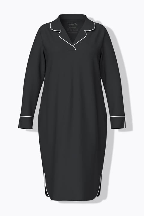 Immagine prodotto Ulla Popken Camicia da notte con revers, pistagna e maniche lunghe (56)