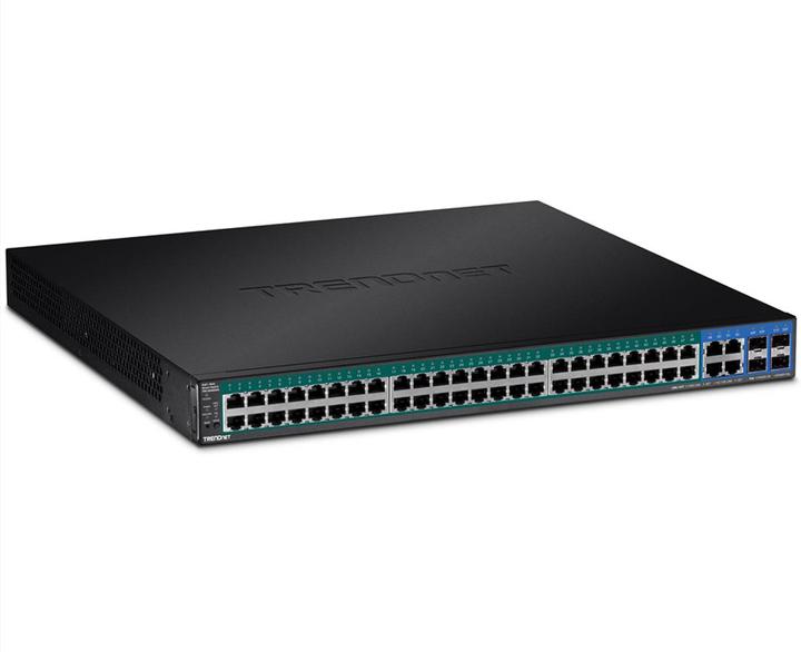 Produktbild Trendnet 48 x Gigabit PoE+ ports, 4 geteilte Gigabit-Ports (52 Ports)