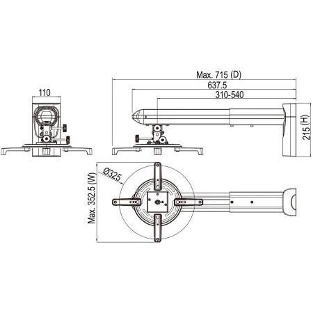 Avaya Aavara PB053 Supporto a parete per proiettore (Muro), Supporto per proiettore, Argento