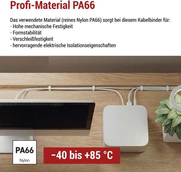Actual product image Emos Cable tie 300×3,5, white, 100 pcs (Plastic cable ties, 300 mm, 100 pcs.)