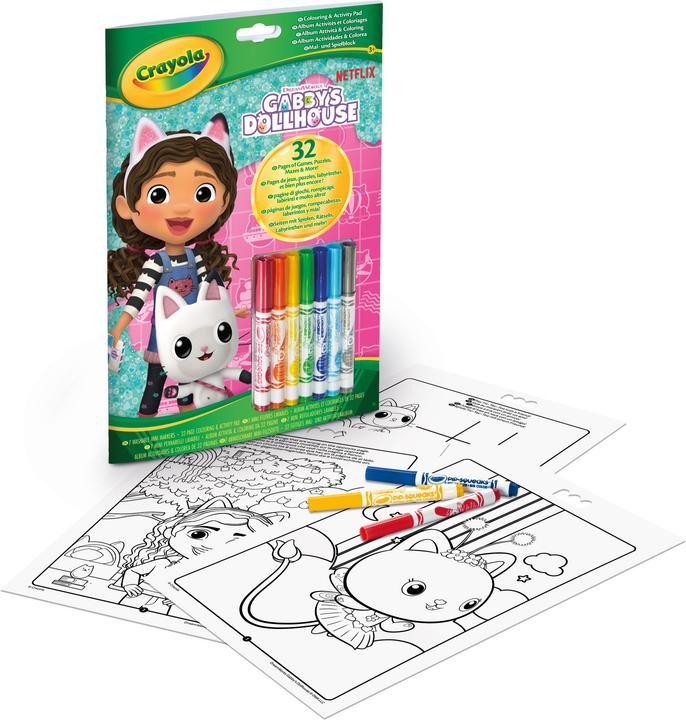 Actual product image Crayola Gabby's Dollhouse activity and colouring album, 32 colouring pages and 7 washable mini-felts