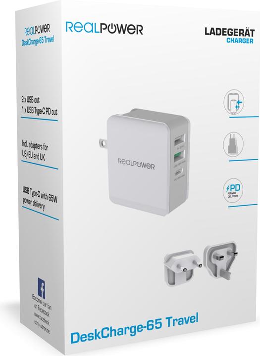 Produktbild RealPower DeskCharge-65 Travel (65 W)