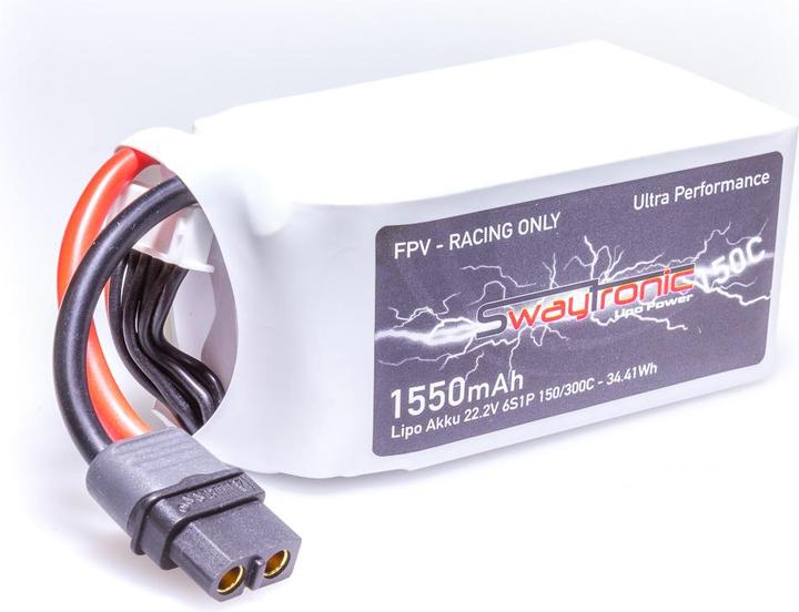 Immagine prodotto Swaytronic SWAY-FPV LiPo 6S 22.2V 1550mAh 150C XT60 (22.20 V, 1550 mAh)