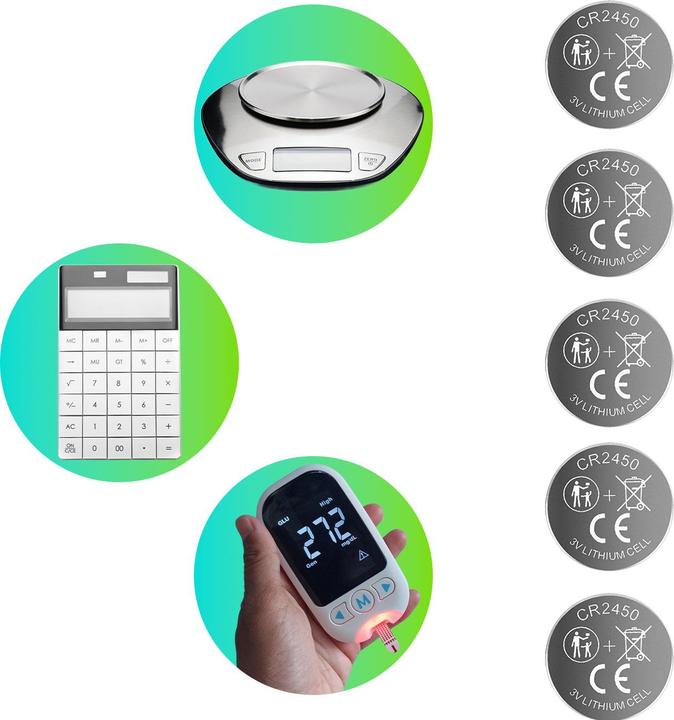 Produktbild Ideoon 5er-Set Knopfzellen CR2450 - Leistungsstarke 3V Lithium Batterien mit 600mAh - Hohe Kapazität (5 Stk., CR2450, 600 mAh)