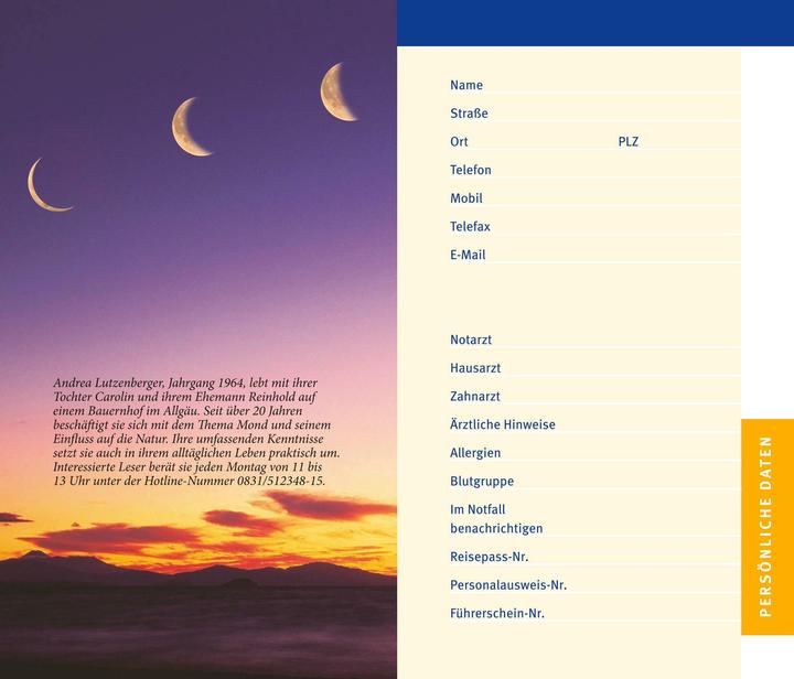 Actual product image Mondkalender 2026 (German, Andrea Lutzenberger, 2025)