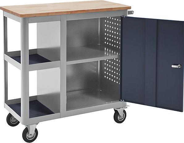 Actual product image kaiserkraft Assembly trolley, width 965 mm, 1 double door cupboard, light grey/charcoal.
