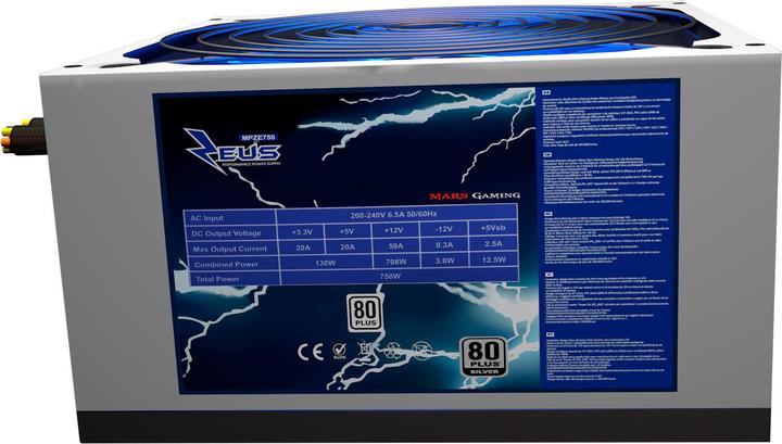 Image du produit Mars Gaming Unité d'alimentation Zeus Noir, Argent (750 W)