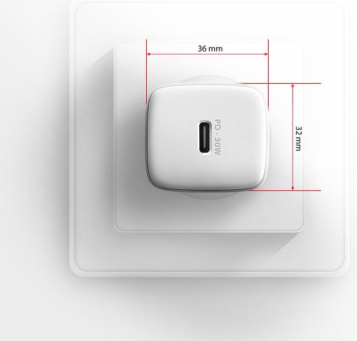 Immagine prodotto Axagon ACU-PD30W, Caricabatterie bianco per presa a muro 30W, 1x porta USB-C, PD3.0/PPS/QC4+/SFC/AFC/Apple (30 W)