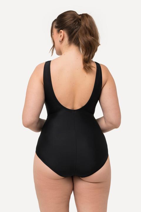 Image du produit Ulla Popken Maillot de bain à bonnets souples. Rayures et décolleté esprit cache-coeur. Matière recyclée. (62)