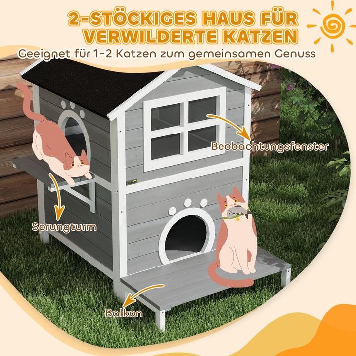 Immagine prodotto PawHut Katzenhaus Tannenholz Grau (Gatto)