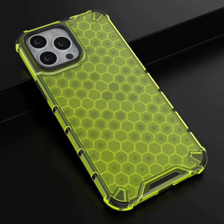 Produktbild Hurtel Honeycomb Handyhülle Schutzhülle mit TPU Rahmen für iPhone 13 Pro Max grün (Apple iPhone 13 Pro Max)