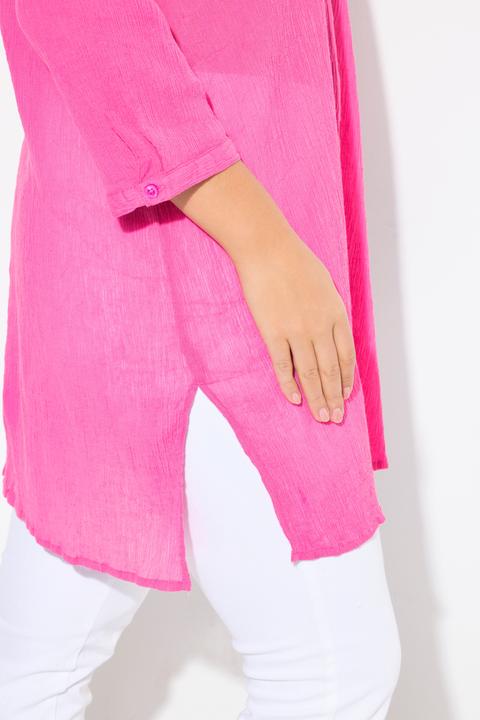 Produktbild Ulla Popken Longbluse, Krepp, Stehkragen, V-Ausschnitt, 3/4-Arm (50, 52)