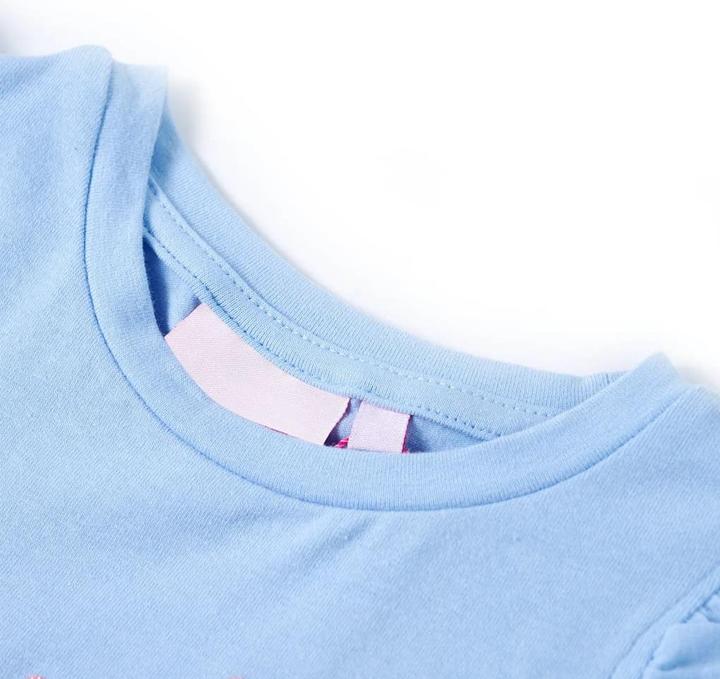 Immagine prodotto vidaXL T-shirt da bambino con maniche a balze blu chiaro 116,Materiale (116)