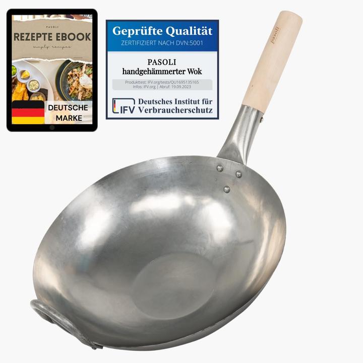 Produktbild Pasoli Wok flach Original Ø36 (36 cm, Wok Pfanne, Carbonstahl)