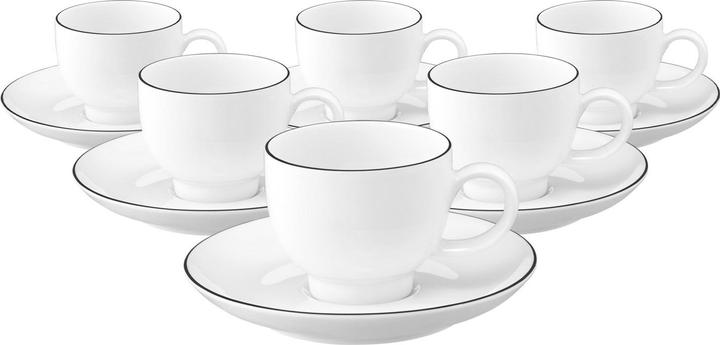 Seltmann Lido Black Line Espressotassen mit Untertassen (90 ml, 6x)