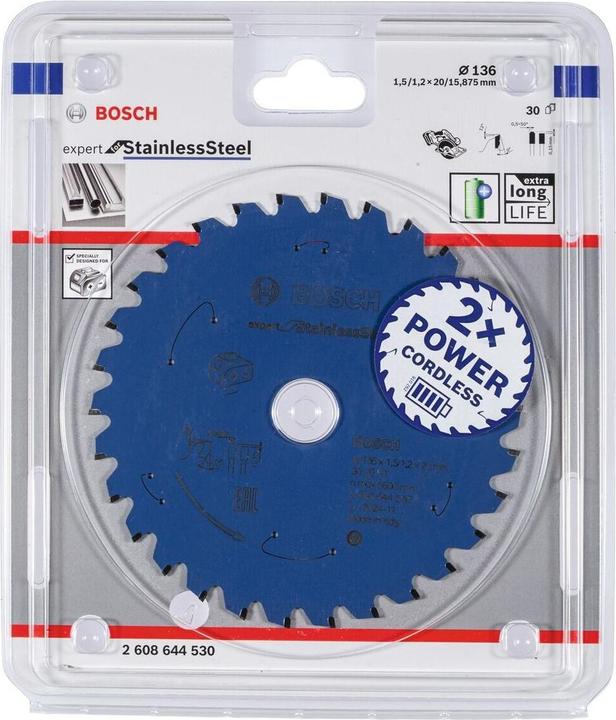 Actual product image Bosch Professional Zubehör Cordless circular saw blade Expert for Stainless Steel, 136 x 1.5/1.2 x 20, 30 teeth