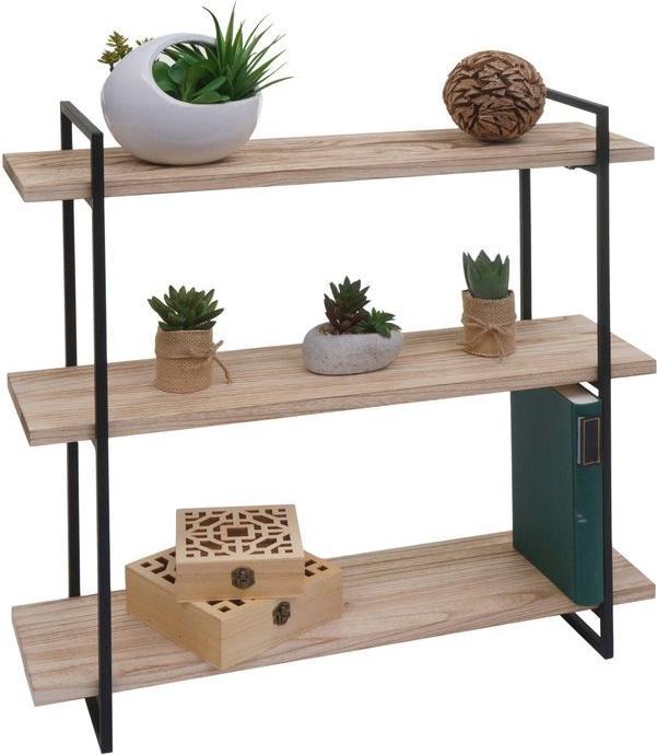 Immagine prodotto Mendler Scaffale a muro HWC-K78, 3 ripiani in legno massiccio industriale 60x60x18cm - naturale, metallo (60 x 60 x 18 cm)