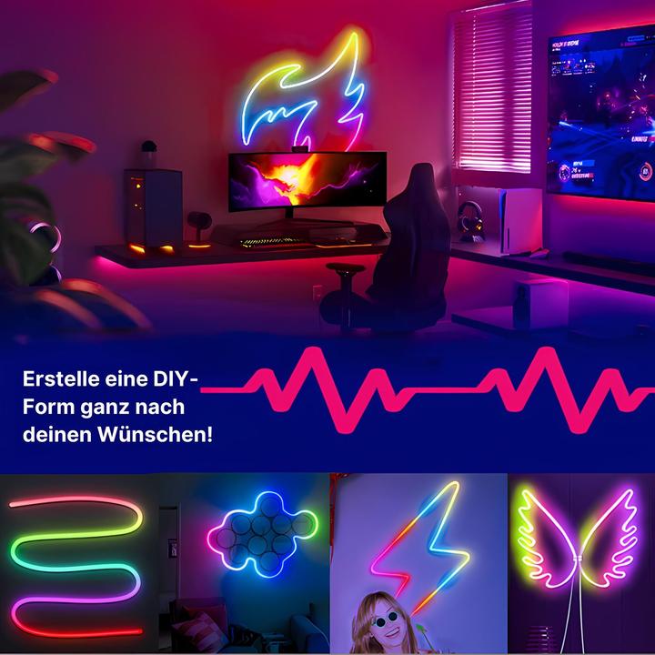 Image du produit Hermex Néon 3m Bande LED flexible néon multicolore RGB (RGBIC, 300 cm, Intérieur)