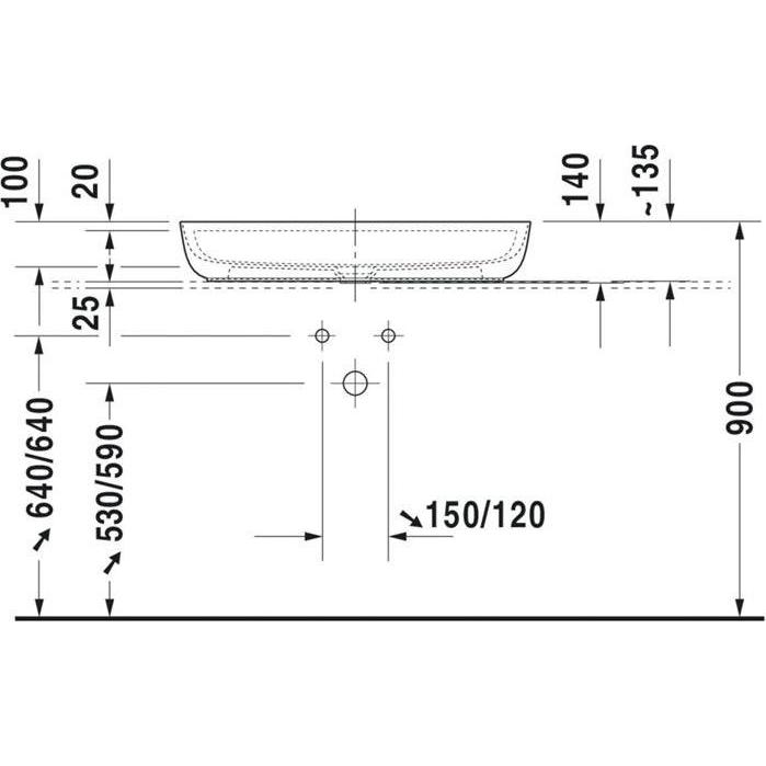 Thumbnail - Duravit, Waschbecken, Aufsatzbecken LUV o ÜL m HLB 800x400mm 1 HL gr seidenmatt (400 mm, 800 mm)