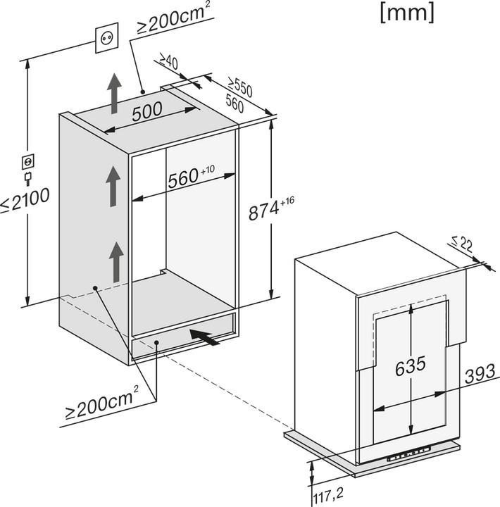 Image du produit Miele KWT 6422 i-1 Armoire à vin encastrableG 89cm 97L/30Flx0.75L integr.