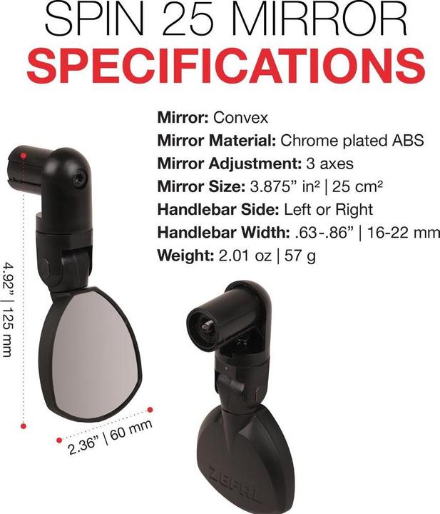 Actual product image Zefal Bicycle mirror SPIN25