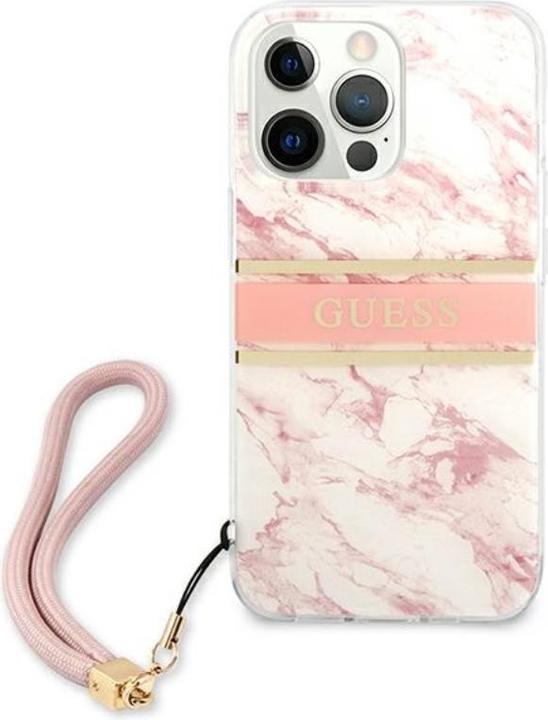 Actual product image Guess Hard Cover Marble Stripe with Strap (Apple iPhone 13 Pro Max)