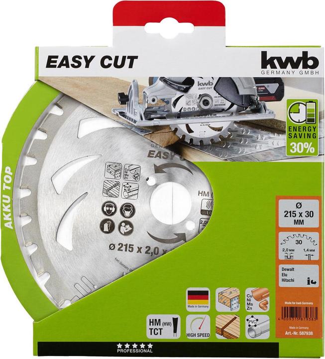 Produktbild kwb Kreissägeblatt AKKU Top Easy Cut Ø 215 x 30 mm