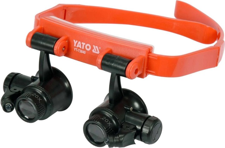 Produktbild Yato Profi Kopfband-Lupenbrille mit Beleuchtung | Binokular | 10x/15x/20x/25x | YT-73840