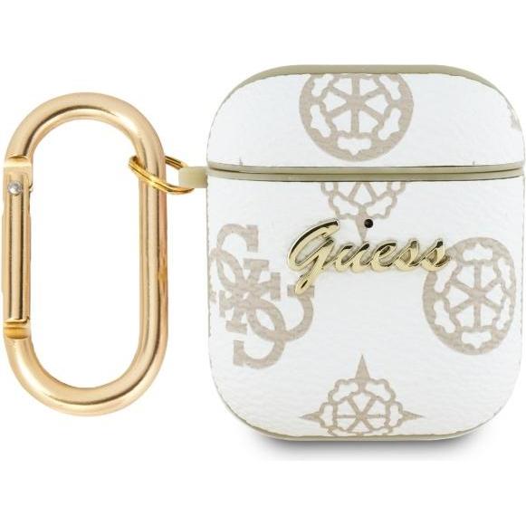 Guess GUA2PG4GPH AirPods 1/2 cover biały/white 4G Hook (Kopfhörer Hülle), Kopfhörertasche + Schutzhülle, Weiss