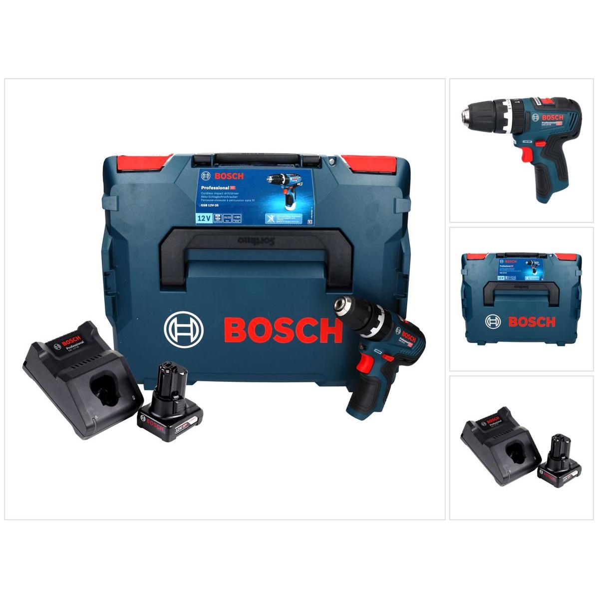 Bosch Professional, Trapano + Avvitatore a batteria, Bosch GSB 12V-35 Trapano a percussione professionale a batteria 12 V 35 Nm Brushless + 1x batteri