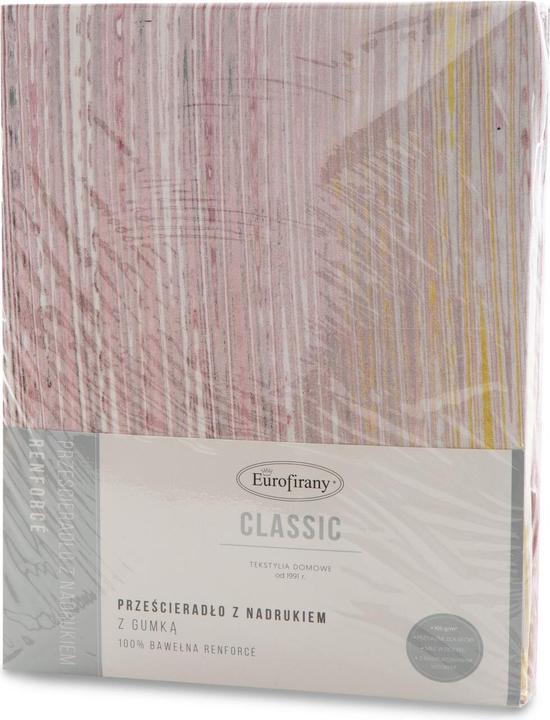 Eurofirany Spannbetttuch 140x200 cm, aus Baumwolle, lila, weiss, mit geometrischem Muster, 105 g/m2 DRUCK