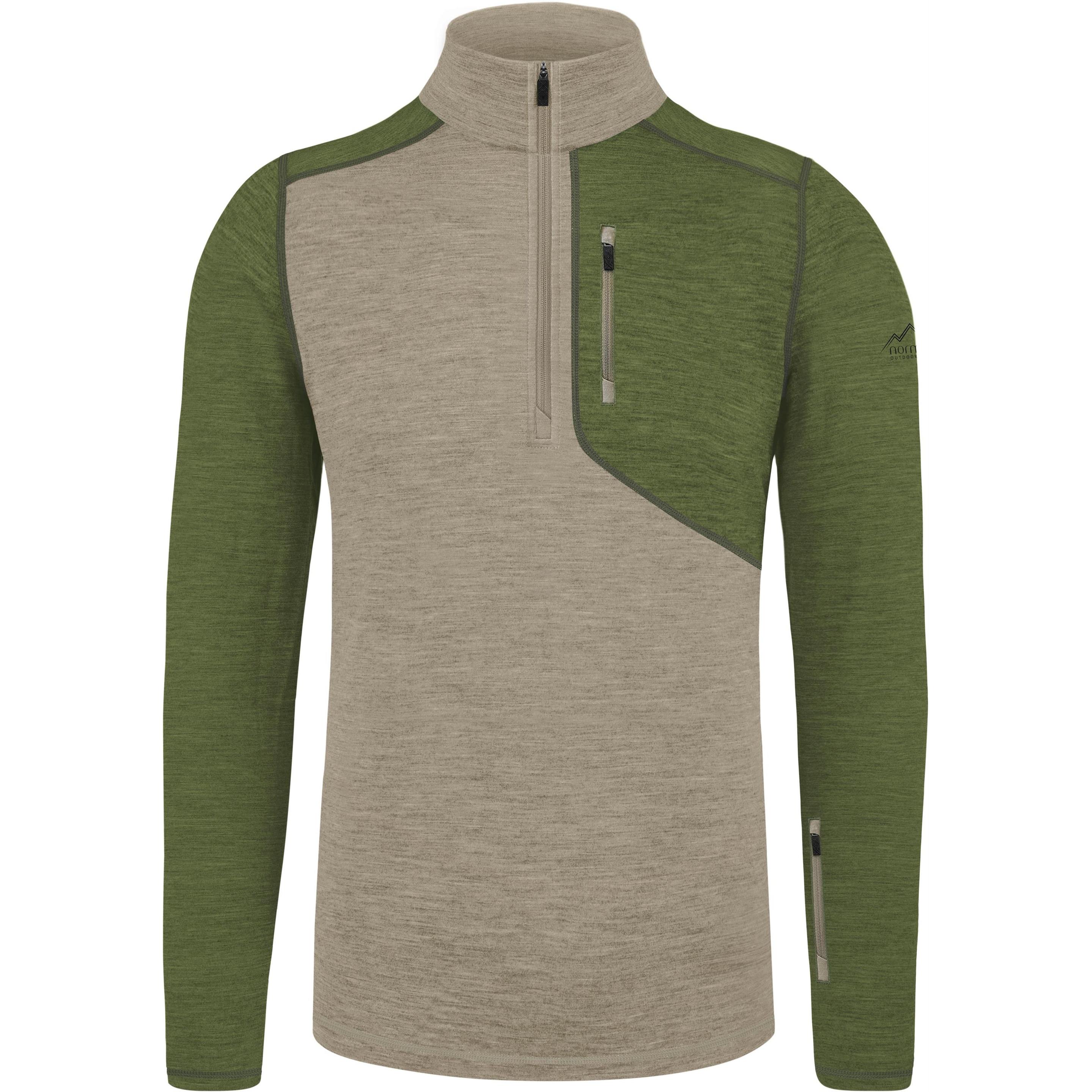 Normani, Herren, Funktionsshirt, Herren Merino Langarm mit 1/4 Zipper „Mildura“ - 9131 (3XL), Grün, 3XL