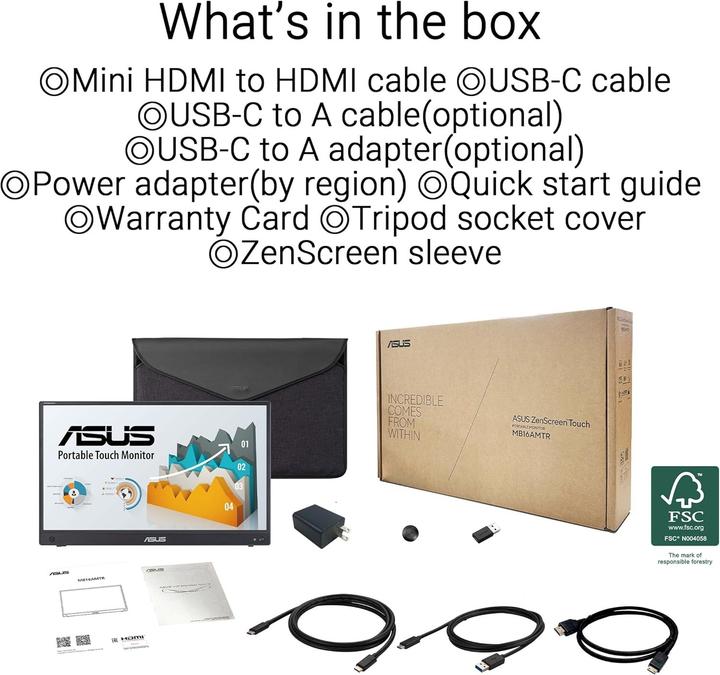 Image du produit ASUS ZenScreen MB16MTR (1920 x 1080 pixels, 15.60")