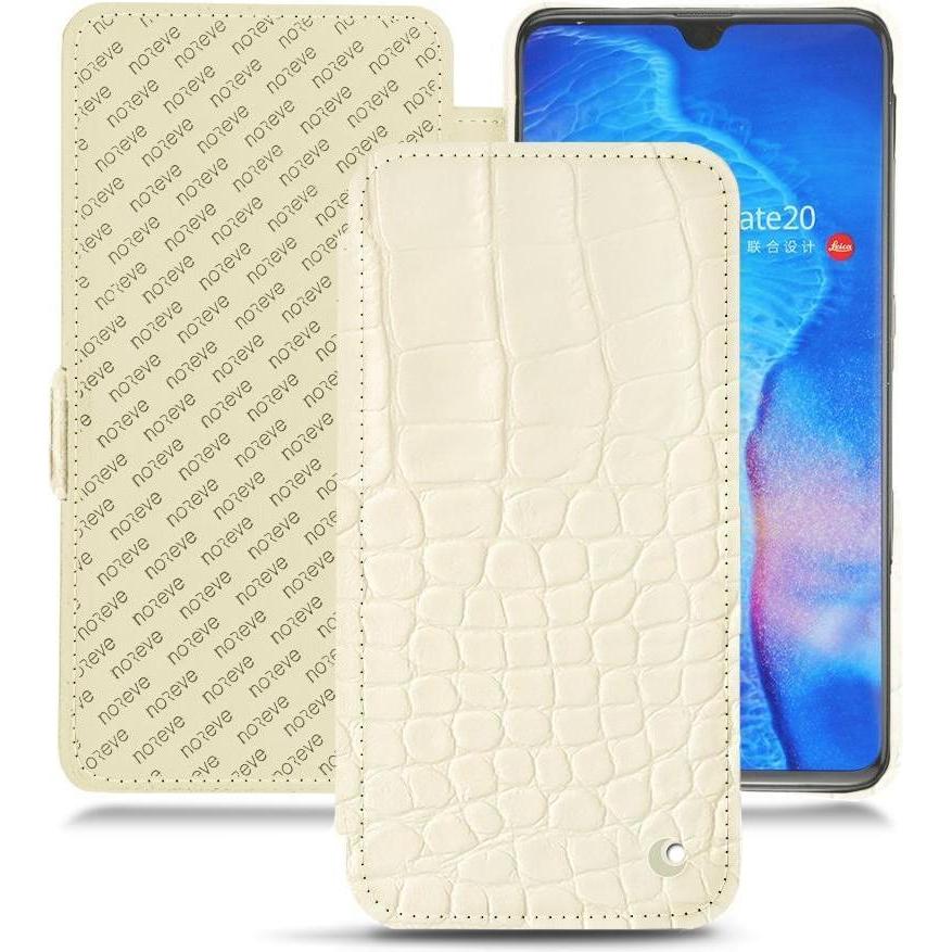 Noreve Lederschutzhülle horizontal (Huawei Mate 20), Smartphone Hülle, Weiss