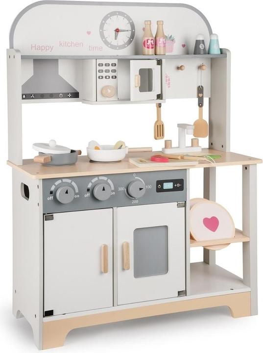 Hermex Kinder Spielhaus-Kochstation aus Holz mit Zubehör Kinderküche