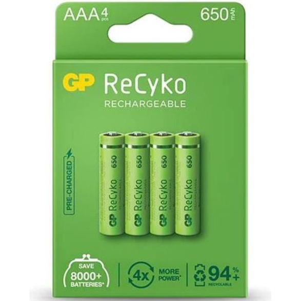 Diverse Verläge GP Akumulator ReCyko AAA / R03 650mAh 4 szt. (4 pz., AAA / LR03 / Micro / R03 / AM4 / MN2400 / KR03, HR03, 650 mAh), Batterie + pile